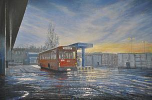 Celso Martinez Naves Depot, 2018, OIl auf Leinwand, 40 x 60 cm